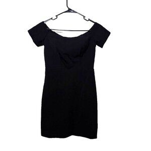 Line & Dot Dress XS Cecil Off Shoulder Mini LBD Cocktail Casual Boat Neck Women